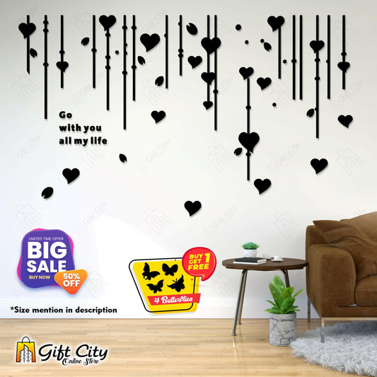 badgeFree 4 Butterflies + Flying Lot of Birds Decorative Wooden Wall Panels / Frames for Home and Office- Gift City