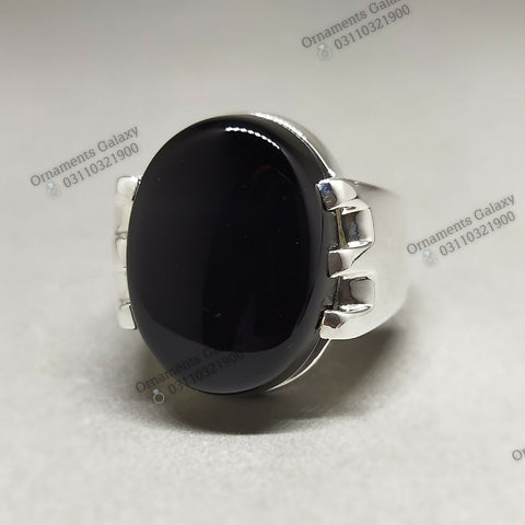 Natural 10 CT Deep Black Agate Ring Haqiq Ring Carnelian Ring Habshi Agate Ring Religious Ring Sterling Silver Handmade Ring