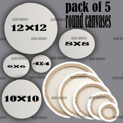 Mix Canvas Pack of 5 4by4+ 6by6+ 8by8+ 10by10+ 12by12 Canvas For Painting Canvas Boards Canvas Panels 100% Small Cotton Stretched Canvas Boards for Painting. - ValueBox