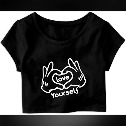 Khanani's Love yourself women summer crop top tees - ValueBox