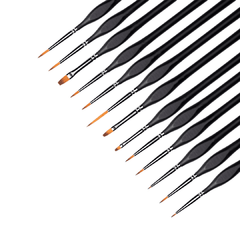 12 Pcs Miniature Fine Detail Paint Brush Set for Acrylic, Watercolor, Oil, Face, Nail, Scale Model Painting, Line Drawing (Black) - ValueBox