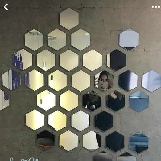 Acrylic Hexagon wall decor Mirror(Silver) - Wall Decor - ValueBox