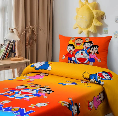 Digital-Printed-Junior-Single-Bed-Sheet-Doraemon-Apricot-3336