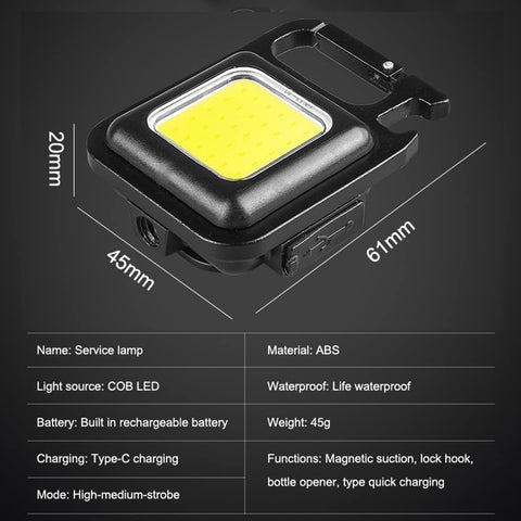 Face Value COB Small Flashlight, Keychain Work Light, USB Rechargeable, Mini LED Handheld Flashlight, 4 Light Modes Portable Pocket Light