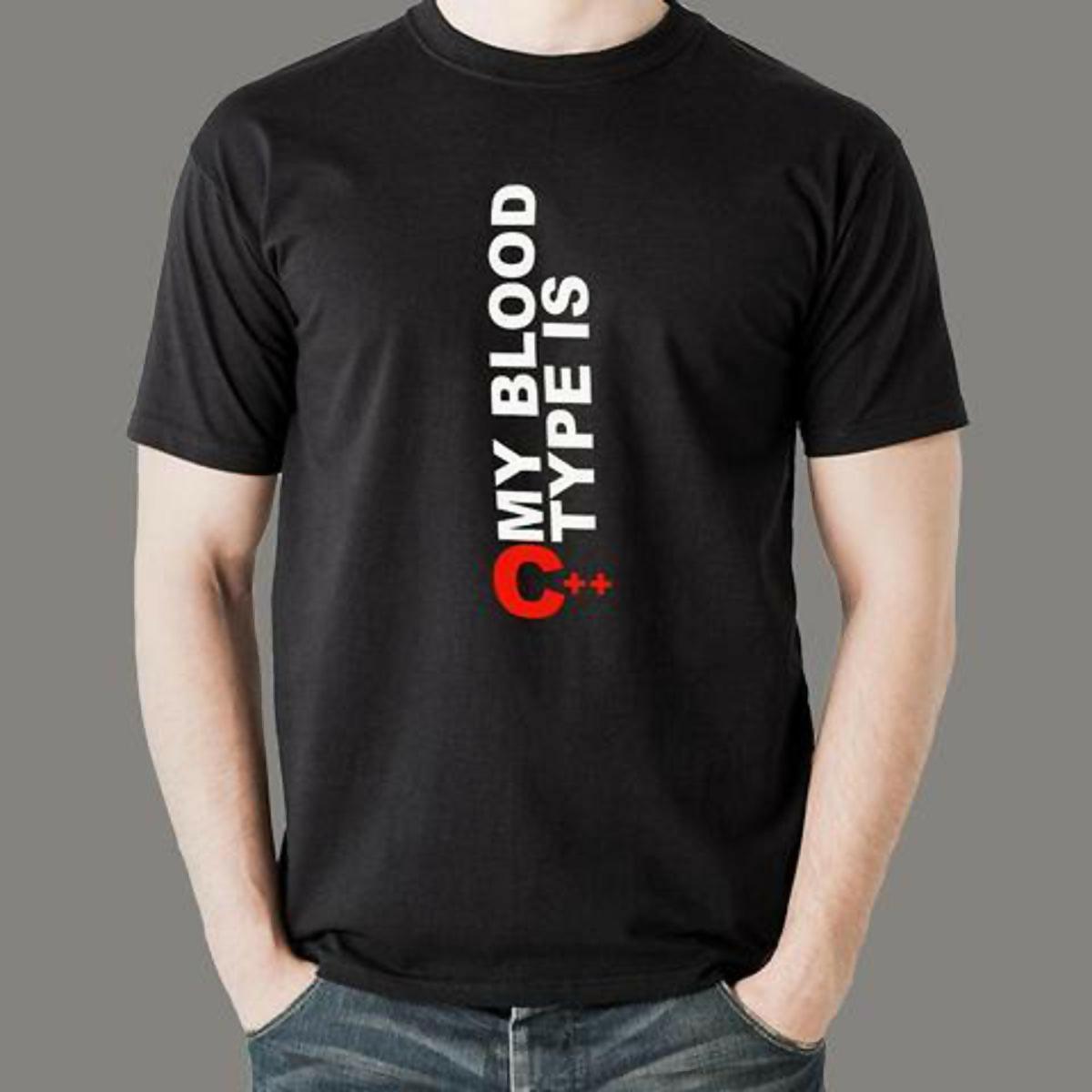 My Blood Type Is C++ Funny Developer Programmer T-Shirt For Men - ValueBox