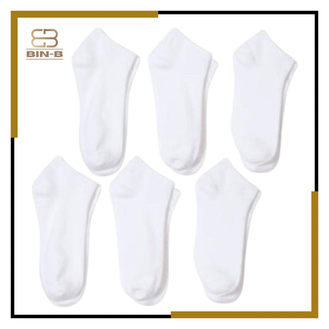 BIN-B 6 Pairs Cotton Ankle Socks For Men Women - 3 Random colors - ValueBox