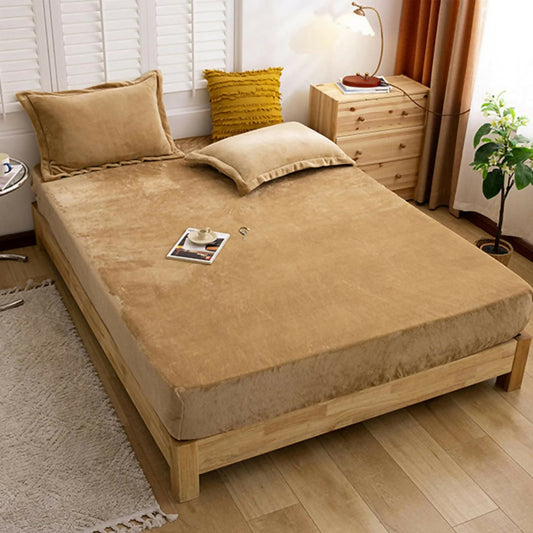 Almond Fitted Double Bedsheet - Df26