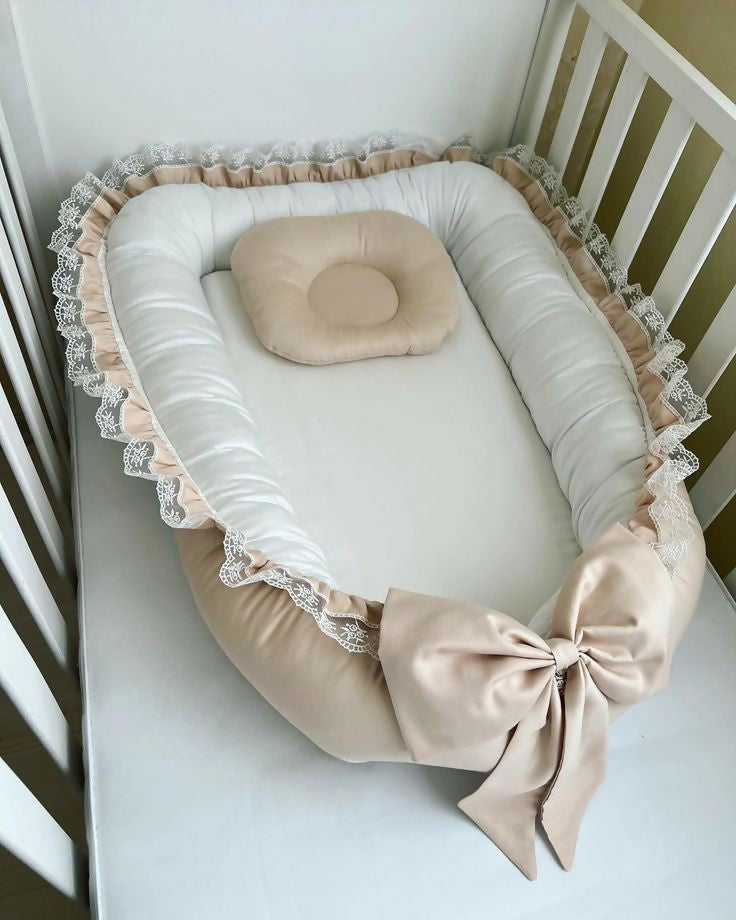 Cotton satin baby nest with head pillow premium quality filled with korean ball fiber