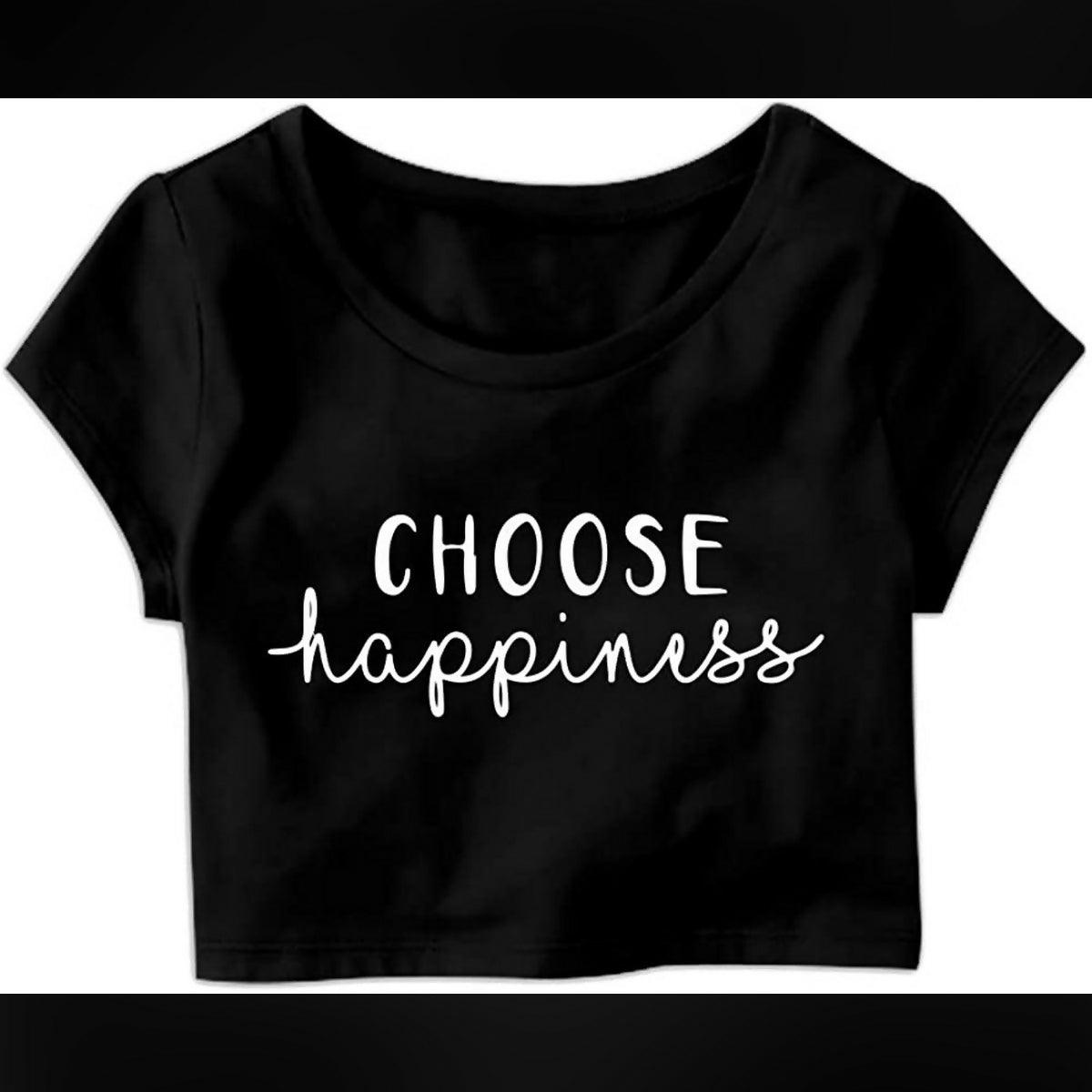 Khanani's Choose happiness short sleeves cropped tshirts for girls - ValueBox