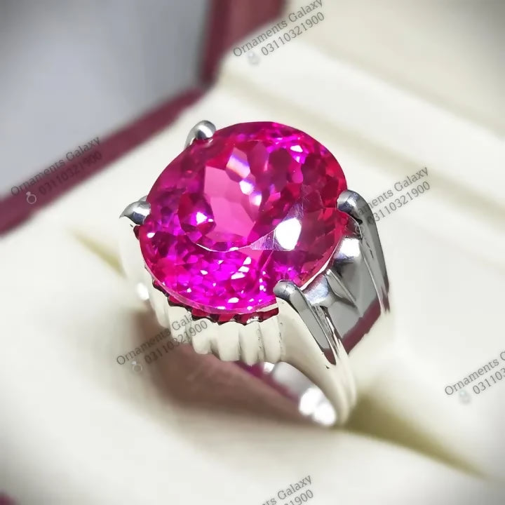 Women's 25 CT Oval Cut Pink Topaz Ring Engagement Ring Handmade Sterling Silver Ring Best Gift Ring