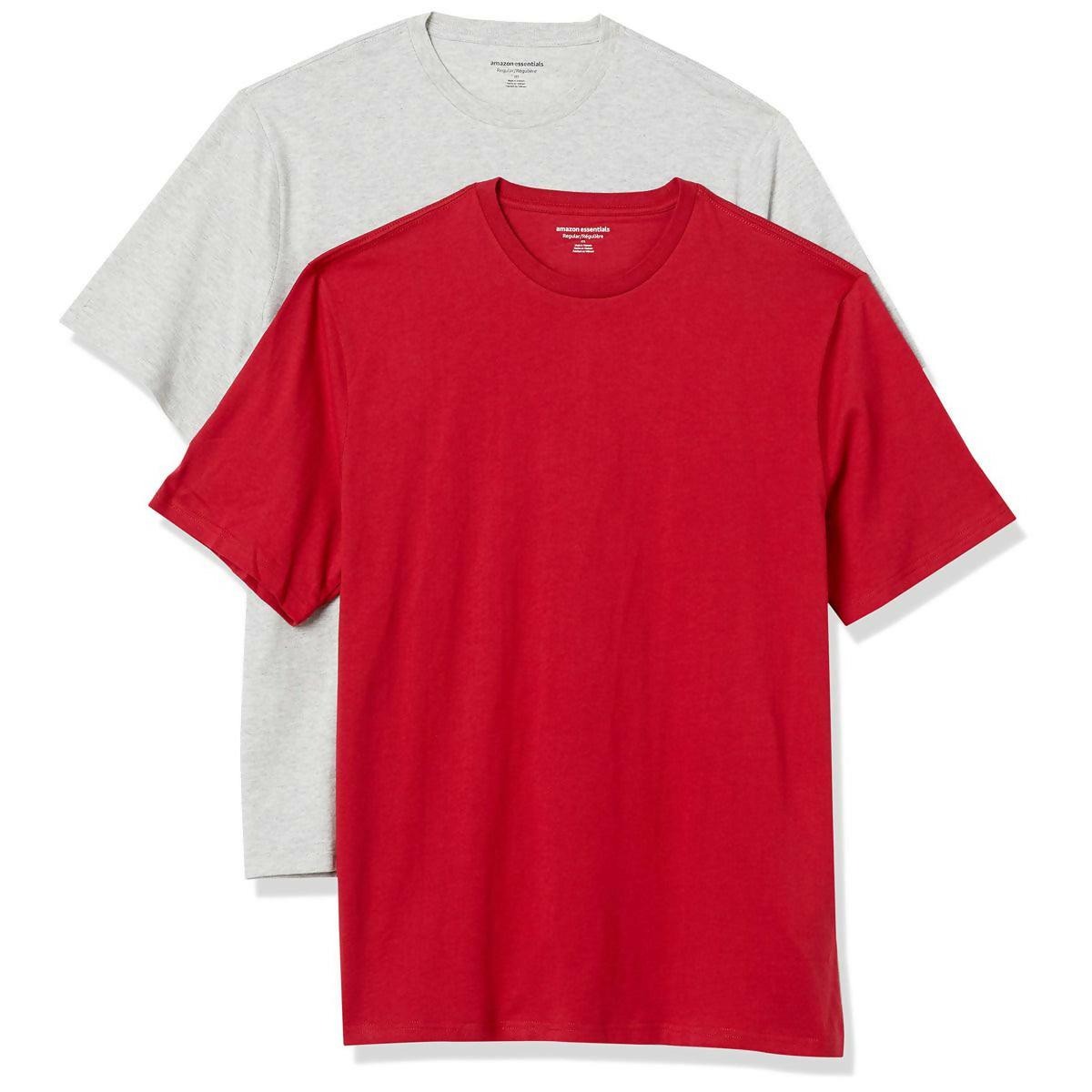 Khanani's T Shirt for Men Pack of 2 basic tees for summer- Red and Grey - ValueBox