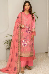Qalb D-04 : Unstitched Embroidered Lawn 3pc - ValueBox