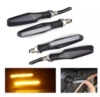 Pack of 4 - Audi Flow Style Led Motorcycle Turn Signals Indicator Amber Light Compatible with all Bikes - ValueBox