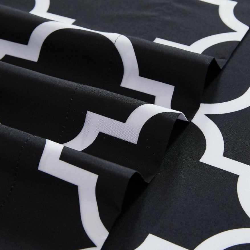 Fitted-Bed-Sheet-Black-Geometric-Apricot-2934