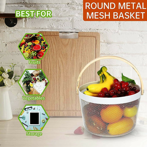 Mesh-Steel-Basket-with-Wooden-Handle-Round-White-Apricot-4207