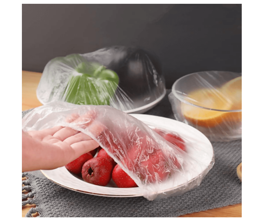 100 Pieces Disposable Elastic Food Storage Lids, Universal Plastic Wrap Cover for Vegetable, Fruit, Meat - ValueBox