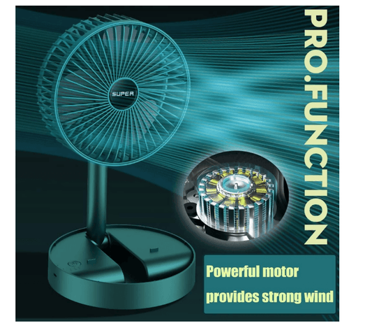 Rechargeable Portable Desk Fan, Folding Table Fan 3 Speeds Height Adjustable Table Fan - ValueBox