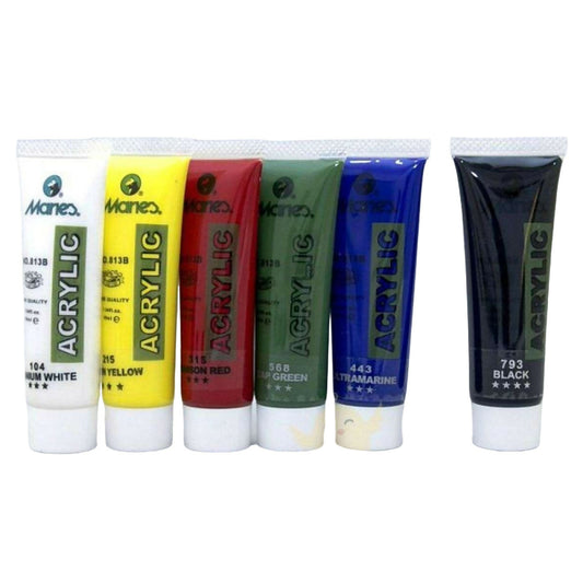 Pack Of 6 - Maries Acrylic Paints - 75 ml - Basic Color - ValueBox