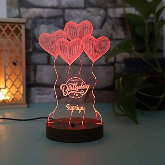 Customized 3D Illusion lamp night lamp Decoration Piece Multicolor wedding gift happy birthday wishes + Friends gift