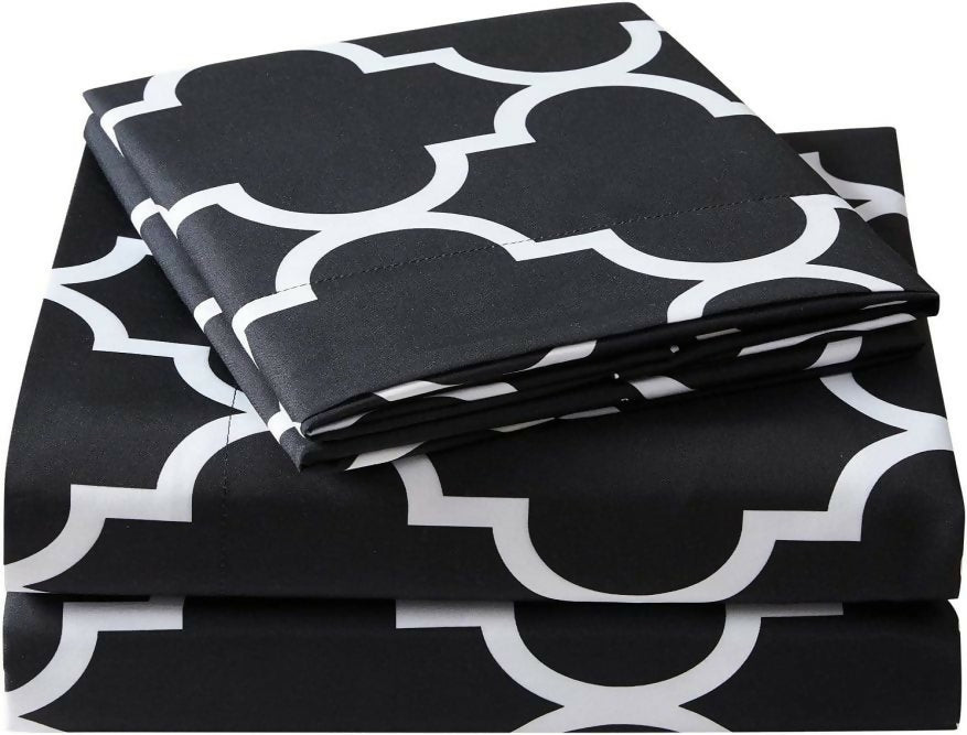 Fitted-Bed-Sheet-Black-Geometric-Apricot-6331