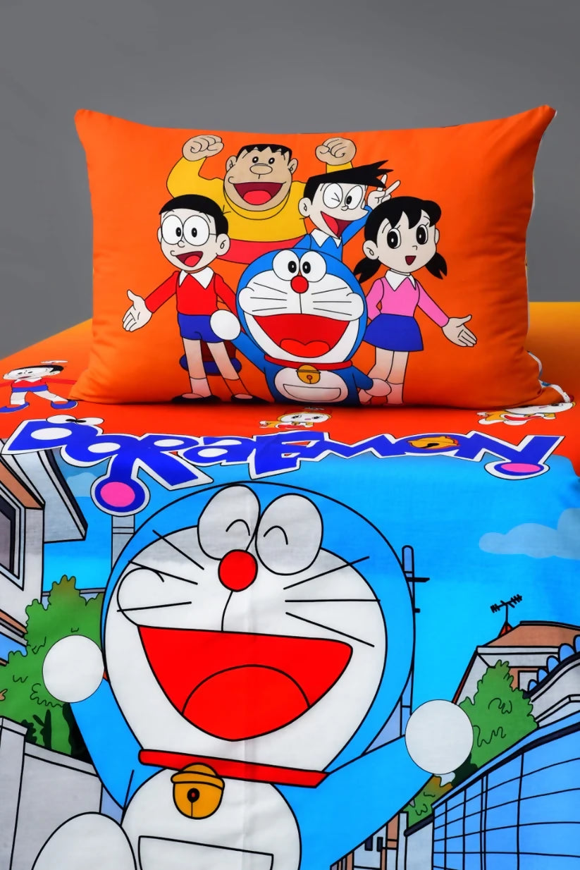 Digital-Printed-Junior-Single-Bed-Sheet-Doraemon-Apricot-1003