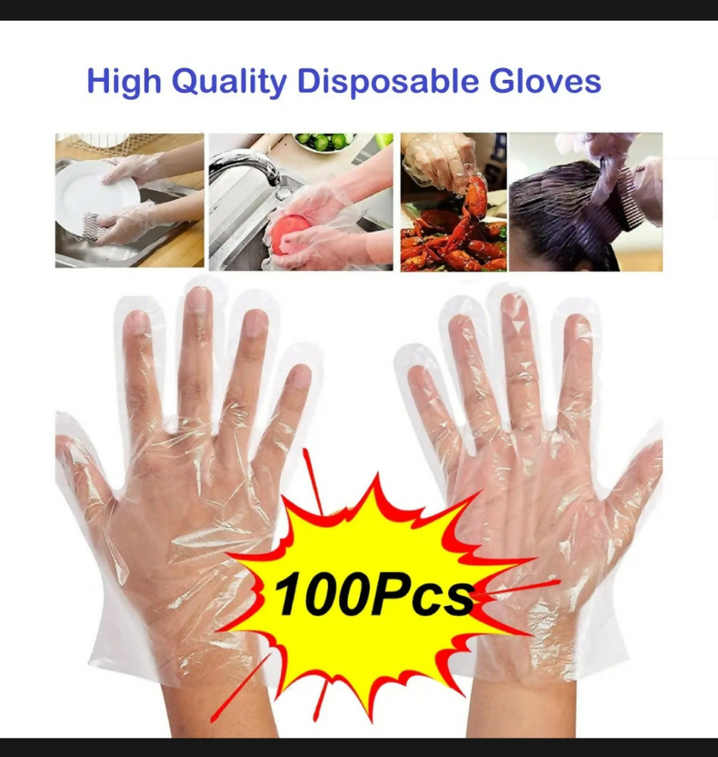100pcs Disposable Gloves Plastic Gloves Transparent Eco-friendly Cleaning Gloves For DIY Cooking Kitchen Accessories