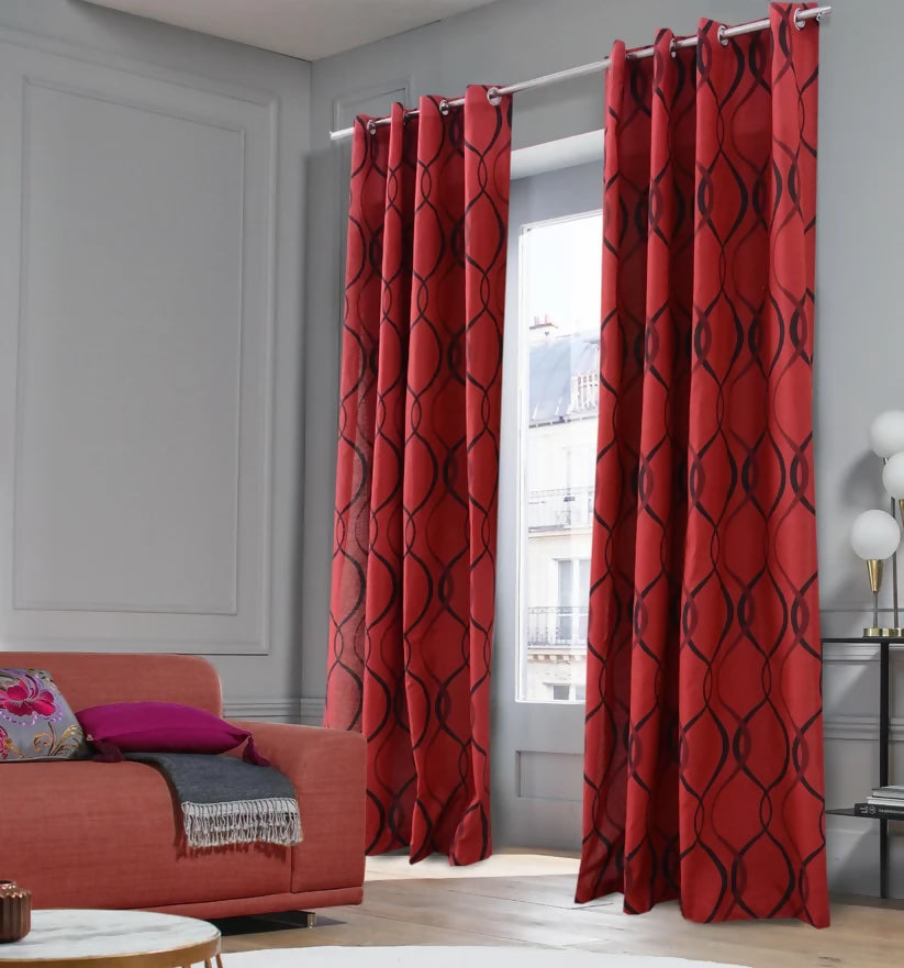 2-PCs-Room-Curtains-Maroon-Geometric-Apricot-8210