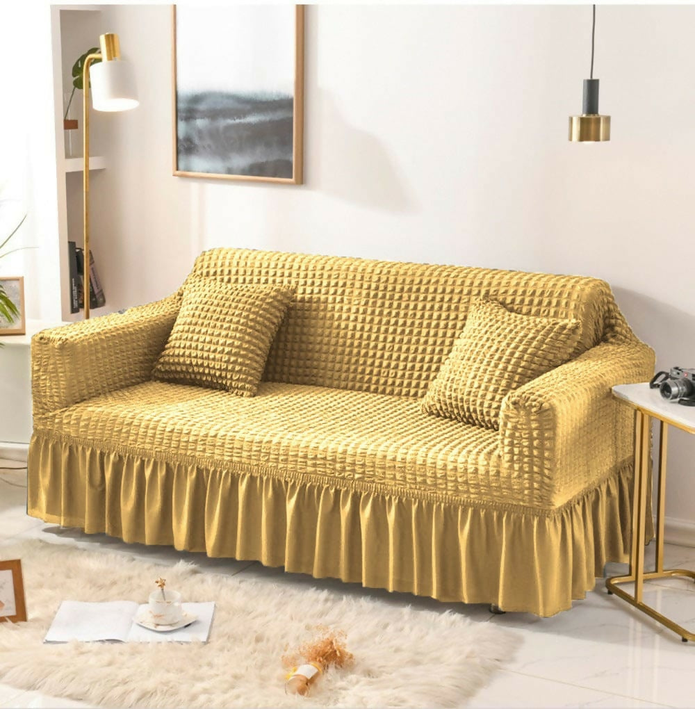 Frill Style Bubble Stuff Sofa Cover (Skin Golden Color) - ValueBox