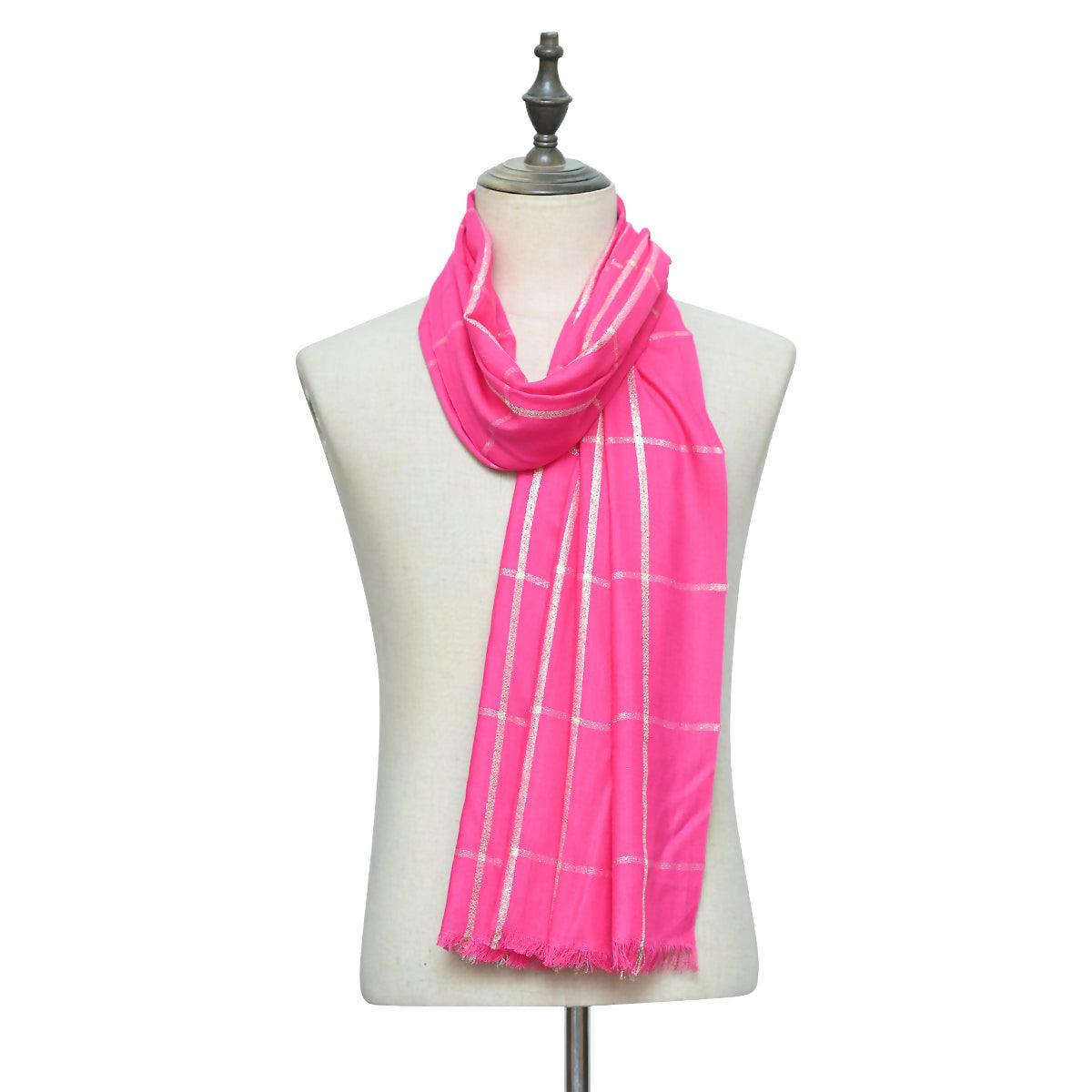 Gold foil hot Pink Lawn Scarf - ValueBox