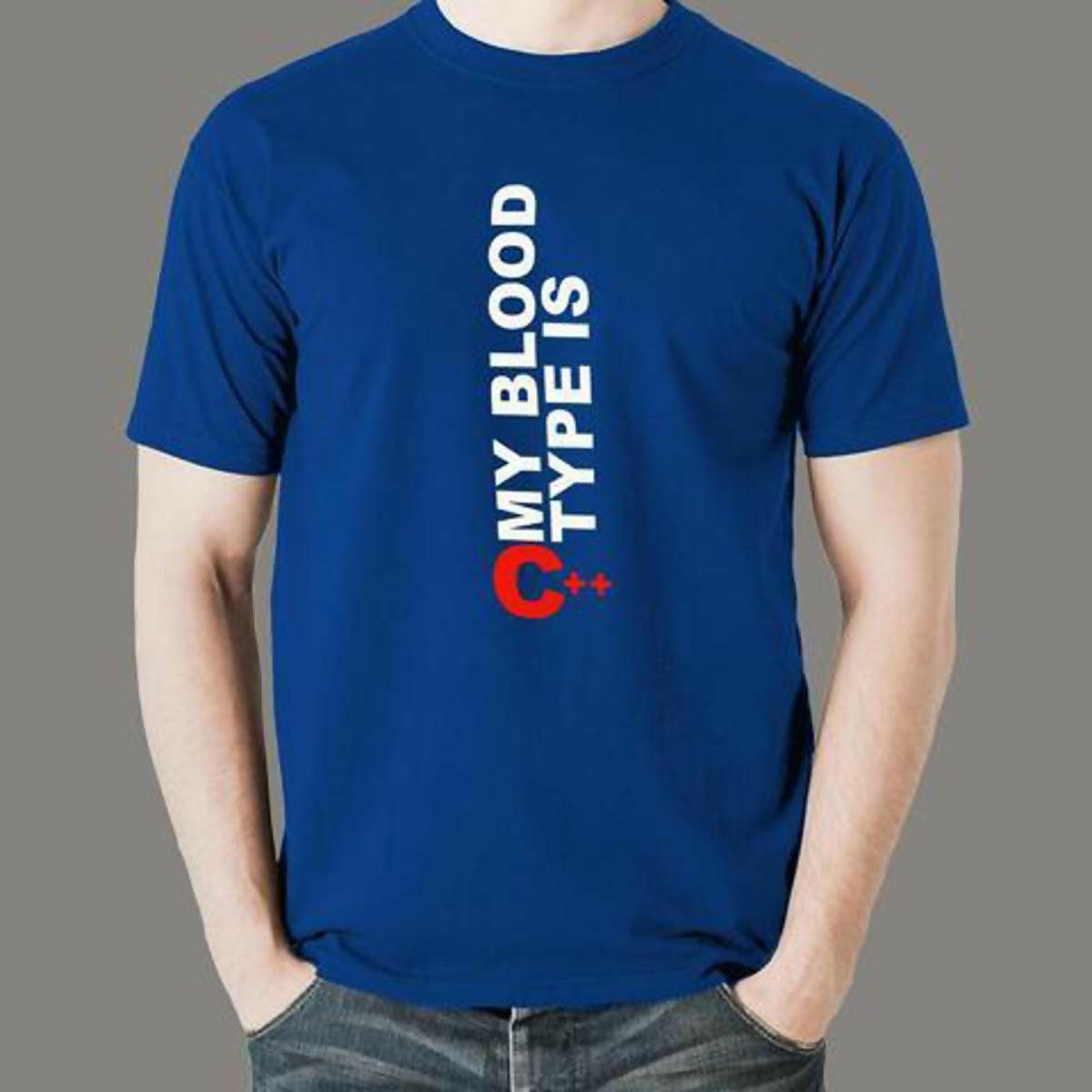 My Blood Type Is C++ Funny Developer Programmer T-Shirt For Men - ValueBox