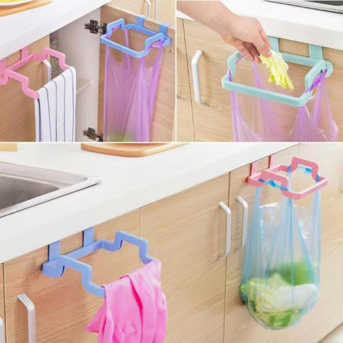 Plastic Garbage Bag Holder, Dustbin, Towel Rack For Kitchen