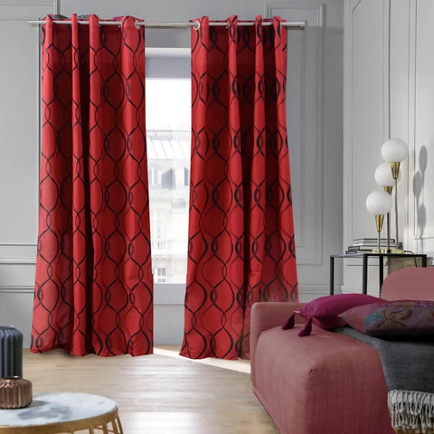 2-PCs-Room-Curtains-Maroon-Geometric-Apricot-6068