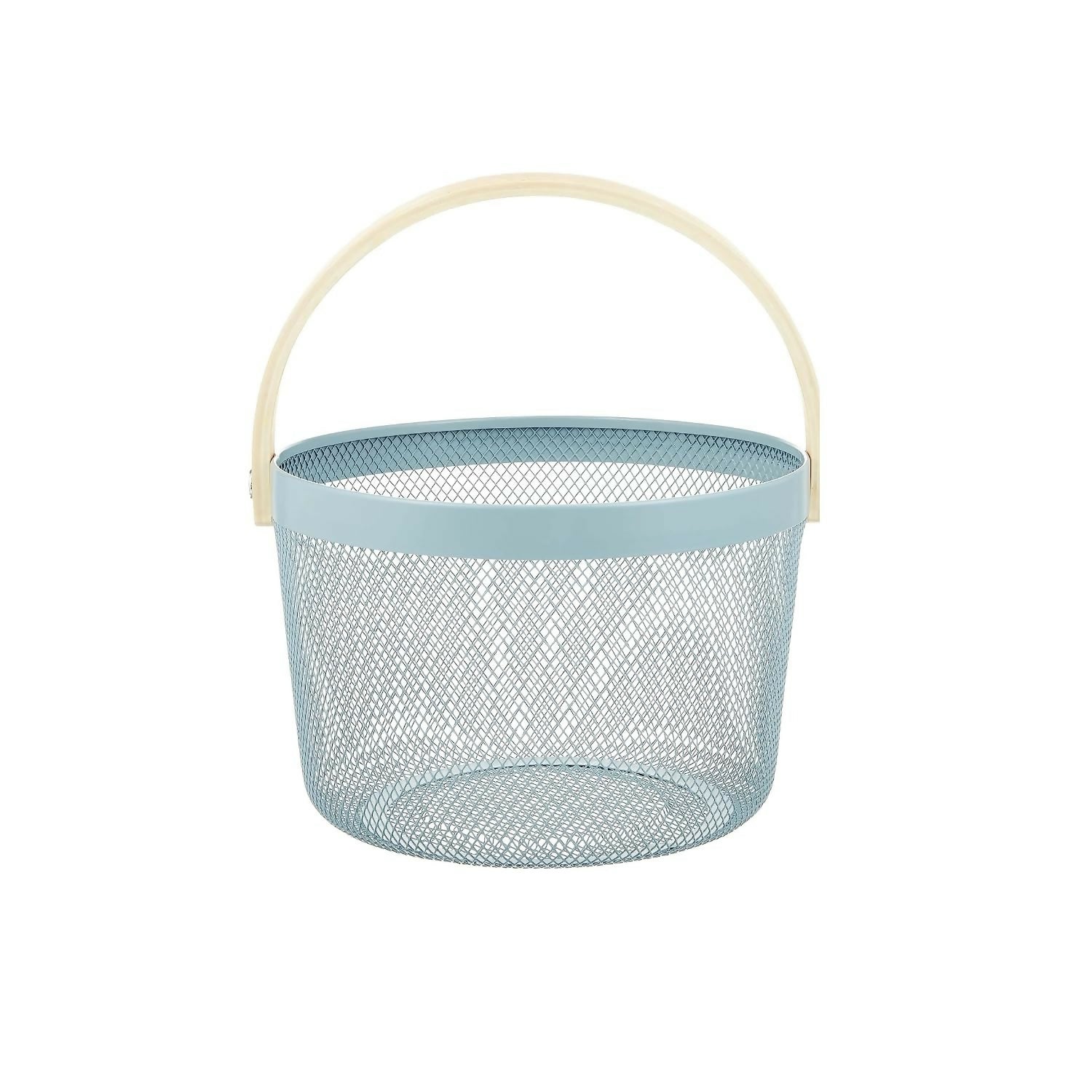 Mesh-Steel-Basket-with-Wooden-Handle-Round-Green-Apricot-8797