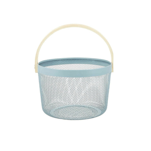 Mesh-Steel-Basket-with-Wooden-Handle-Round-Green-Apricot-8797