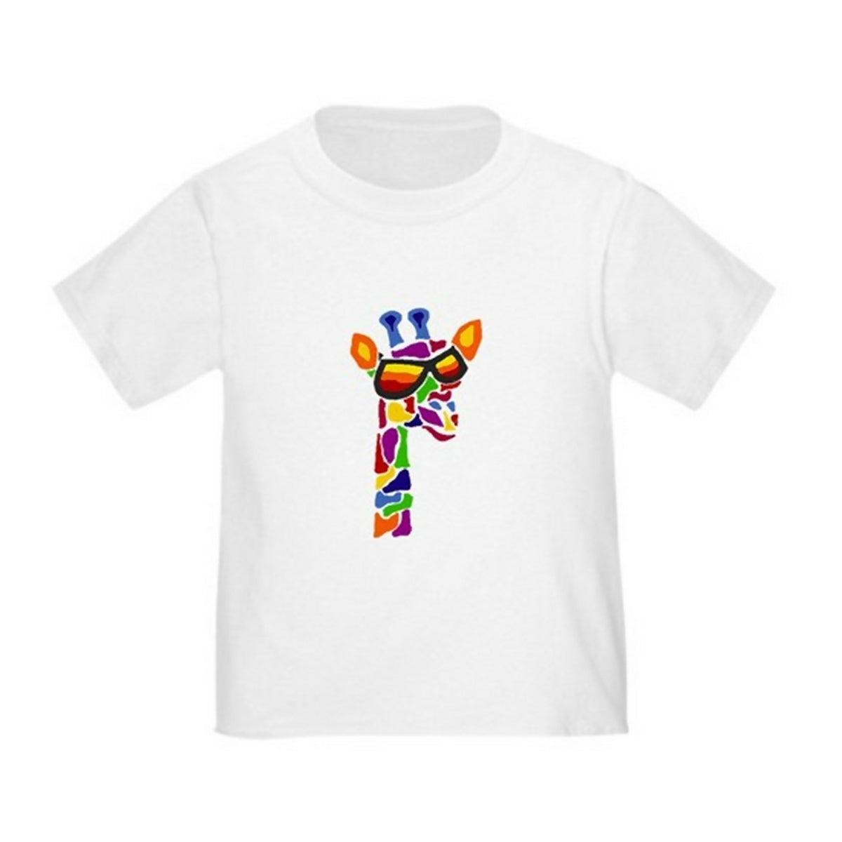 KHANANIS Giraffe in Sunglasses fun tshirts for kids summer beach tees - ValueBox