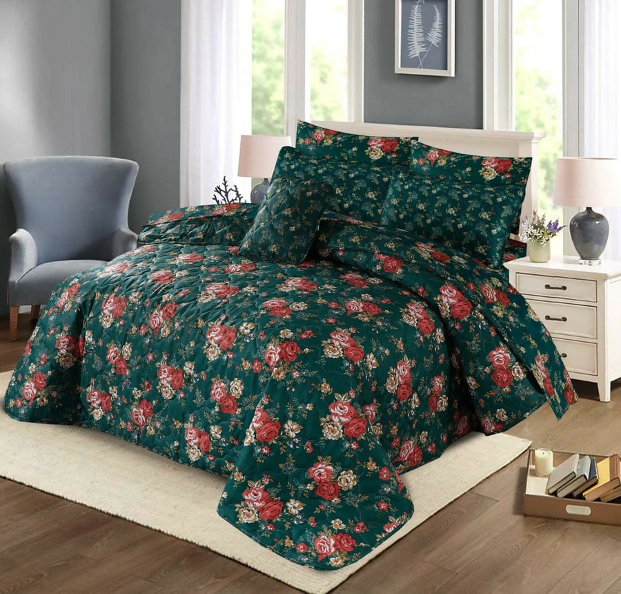 Latest Attractive Design 7PC Printed SaloniKa Cotton Comforter Set For Double Bed - ValueBox