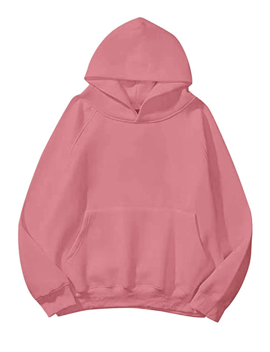 Khanani's Pink Plain Basic Pullover Hoodie for Winter - Fleece Hooded Hoodies for Men and Women