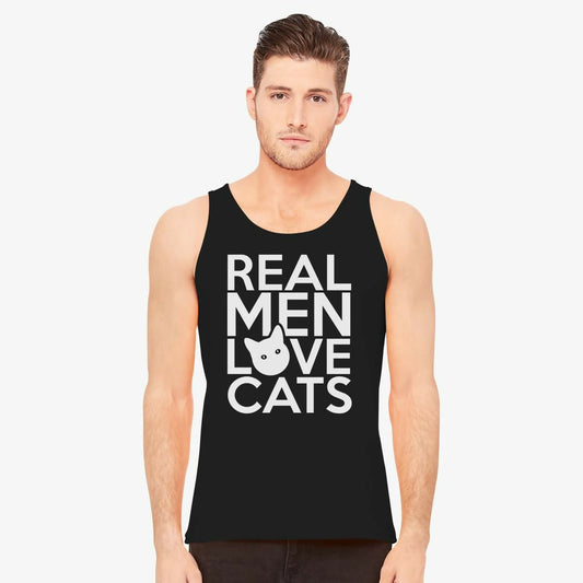 KHANANI'S Real Men Love Cats cotton summer tank top for men