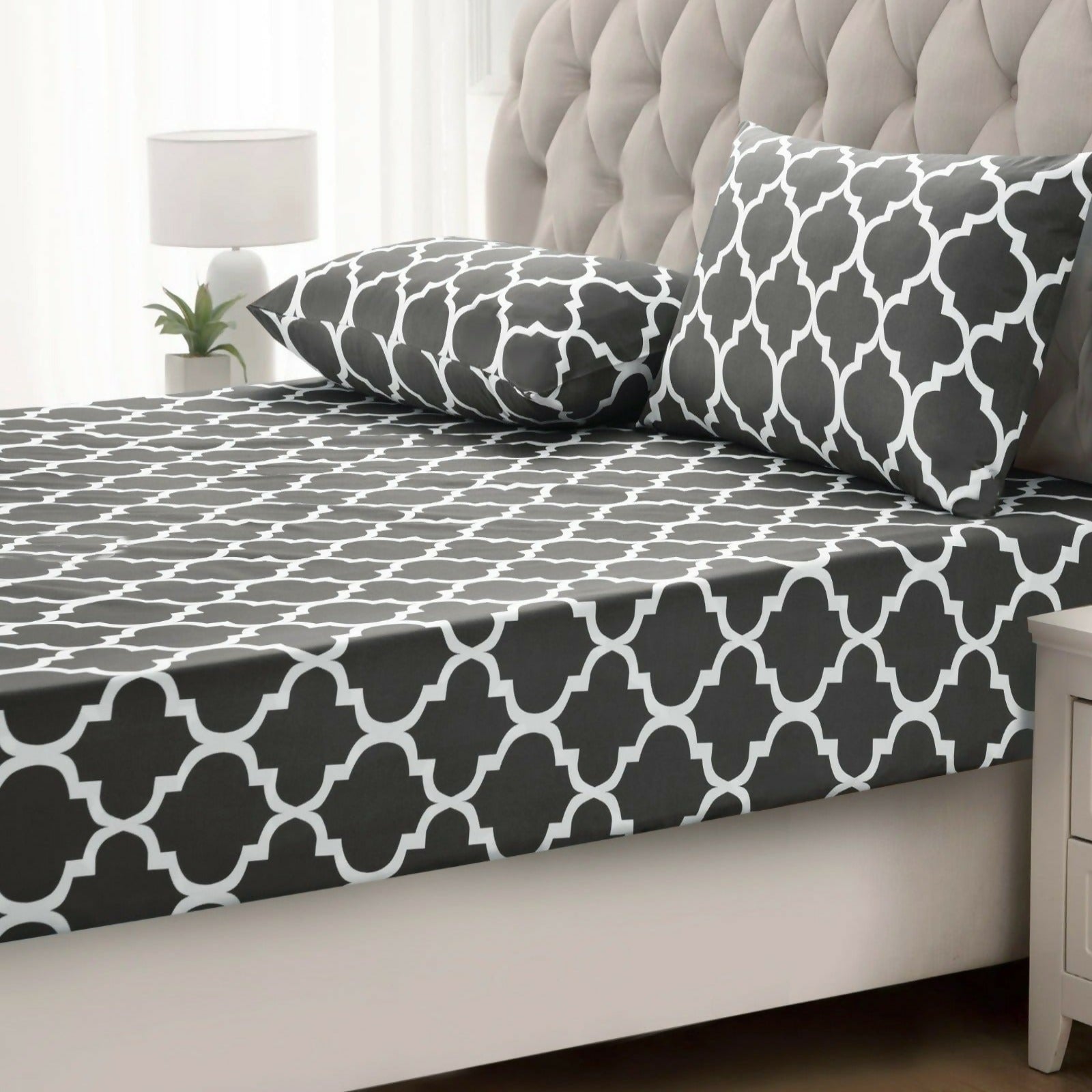 Fitted-Bed-Sheet-Grey-Geometric-Apricot-7751