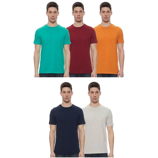 Khanani's T Shirt for men Pack of 5 multicolor summer crew neck tshirts for men - ValueBox