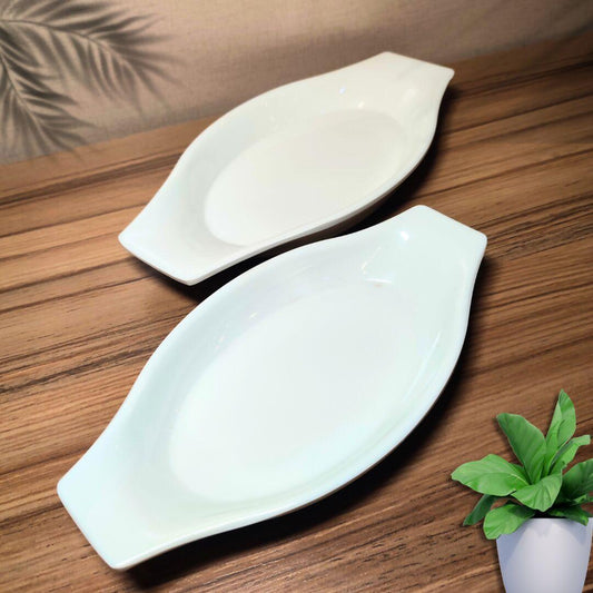 Pack of 2 Melamine Serving Dish Tray shape wavy Platter for Salad and Kabab |Melamine Serving Platter