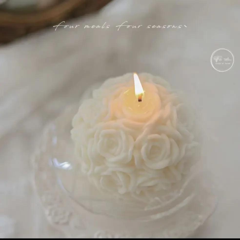 3D Creative Rose Flower Candle | Ball Rose Ball Candles Wedding favor gift candles scented candle - Rose ball candle - Mother Day Gift - Valantine Day Gift - Wedding Gift - Gift For Wife - Gift for Sister - Cute Love Candle GIFT - ValueBox