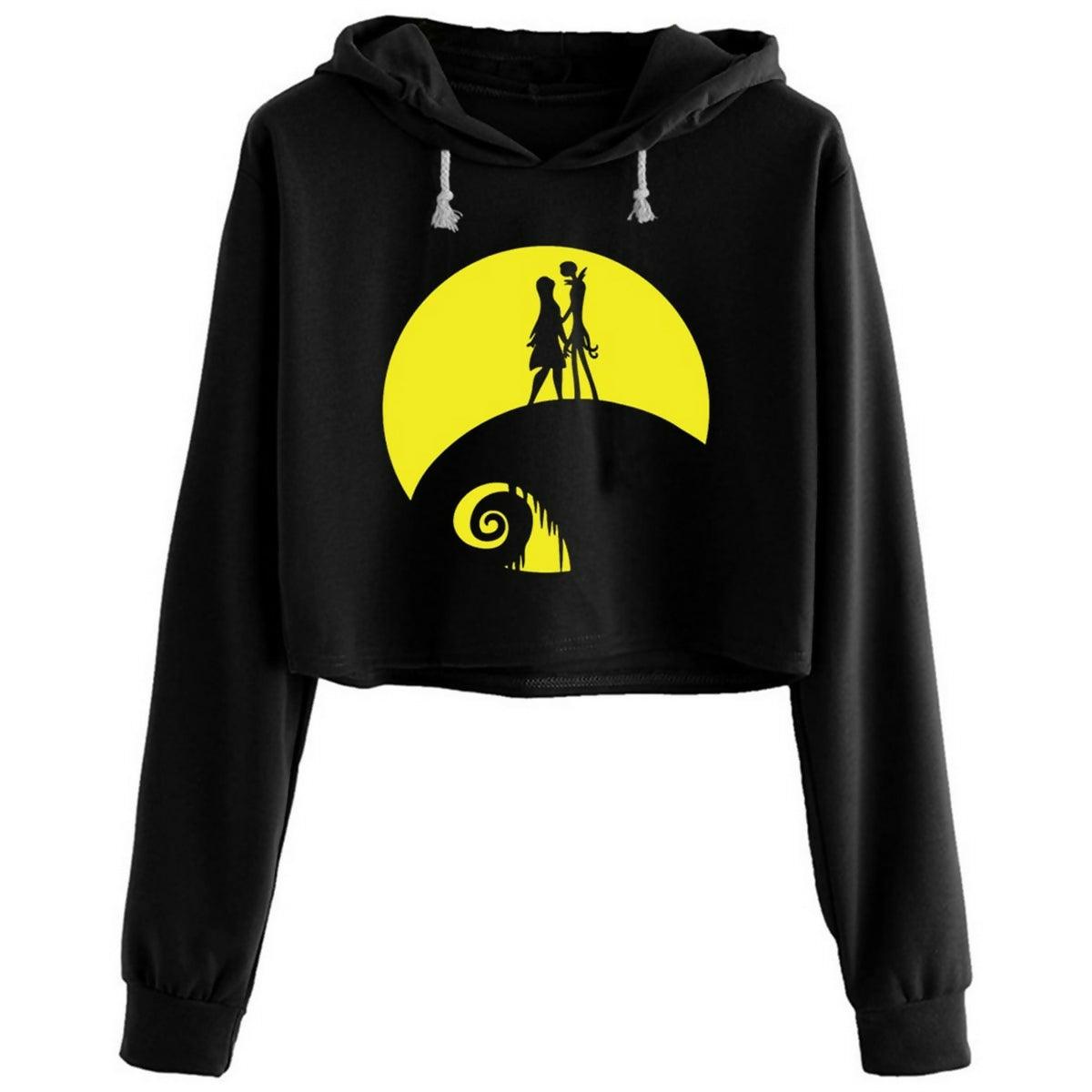 Khanani's Jack And Sally printed winters Crop Hoodies - ValueBox