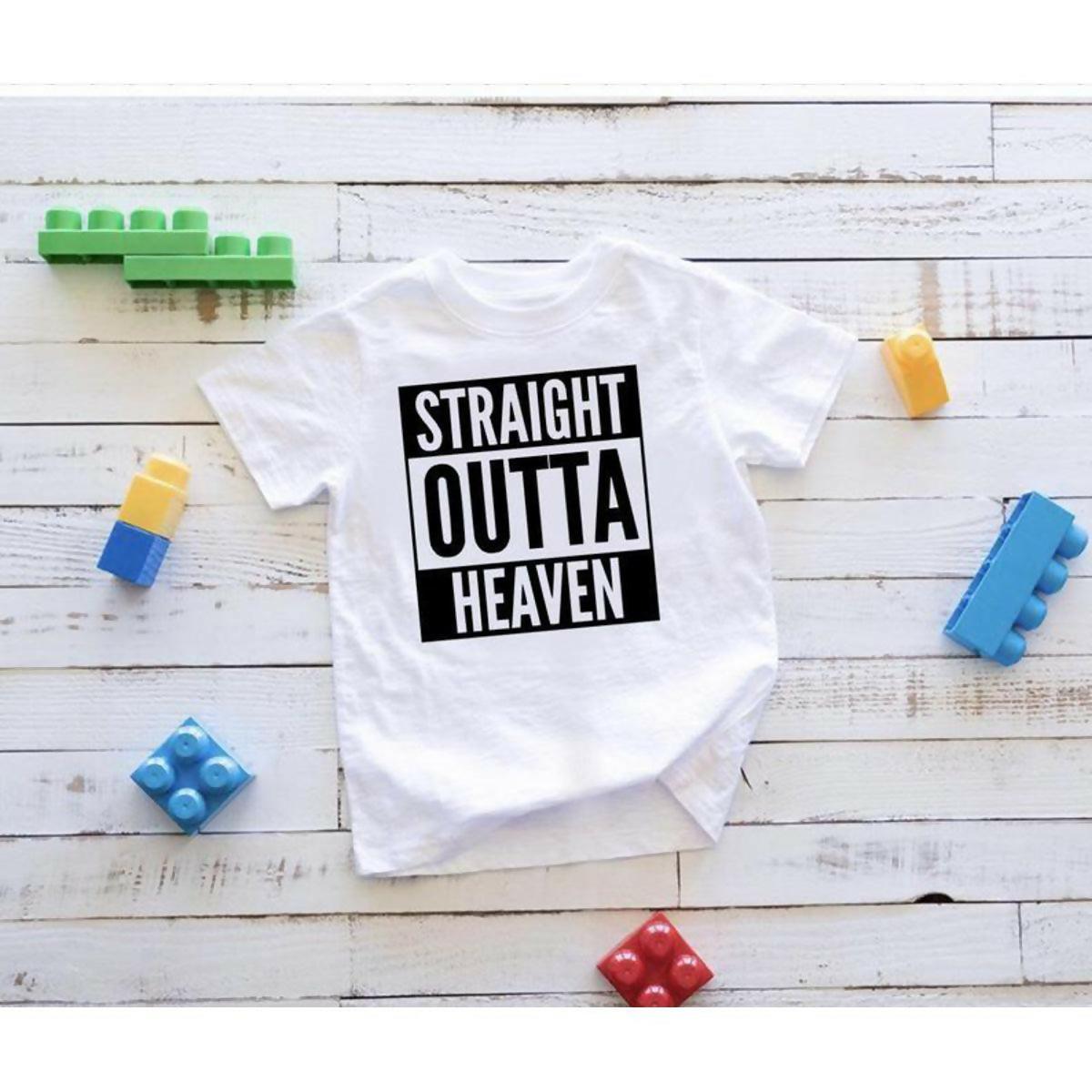 Khanani's Straight outta Heaven Kids white tshirts for kids 1-10 years - ValueBox