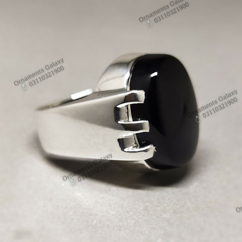 Natural 10 CT Deep Black Agate Ring Haqiq Ring Carnelian Ring Habshi Agate Ring Religious Ring Sterling Silver Handmade Ring