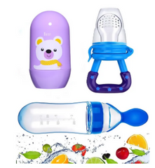 Pack of 3 Silicone Baby Food Dispensing Spoon Bottle 90ML - ValueBox
