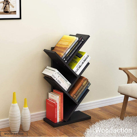 5-Layer Wooden Tree Bookshelf Organizer | Modern Office & Desktop Storage