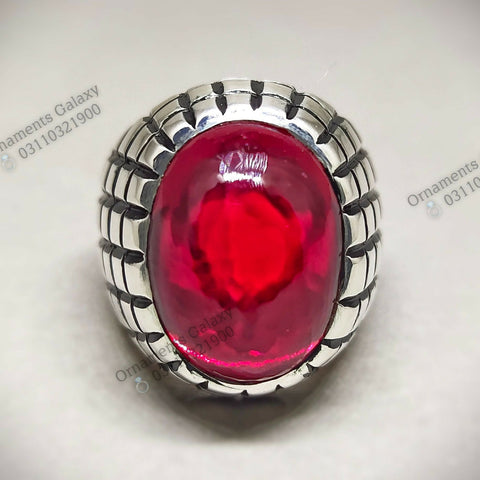 20 CT Big Oval Blood Red Ruby Yakoot Ring Handmade Sterling Silver Ring Men's Heavy Big Ruby Ring