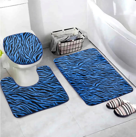 3-PCs-Anti-Skid-Commode-Mat-Set-Blue-Zebra-Print-Apricot-8949