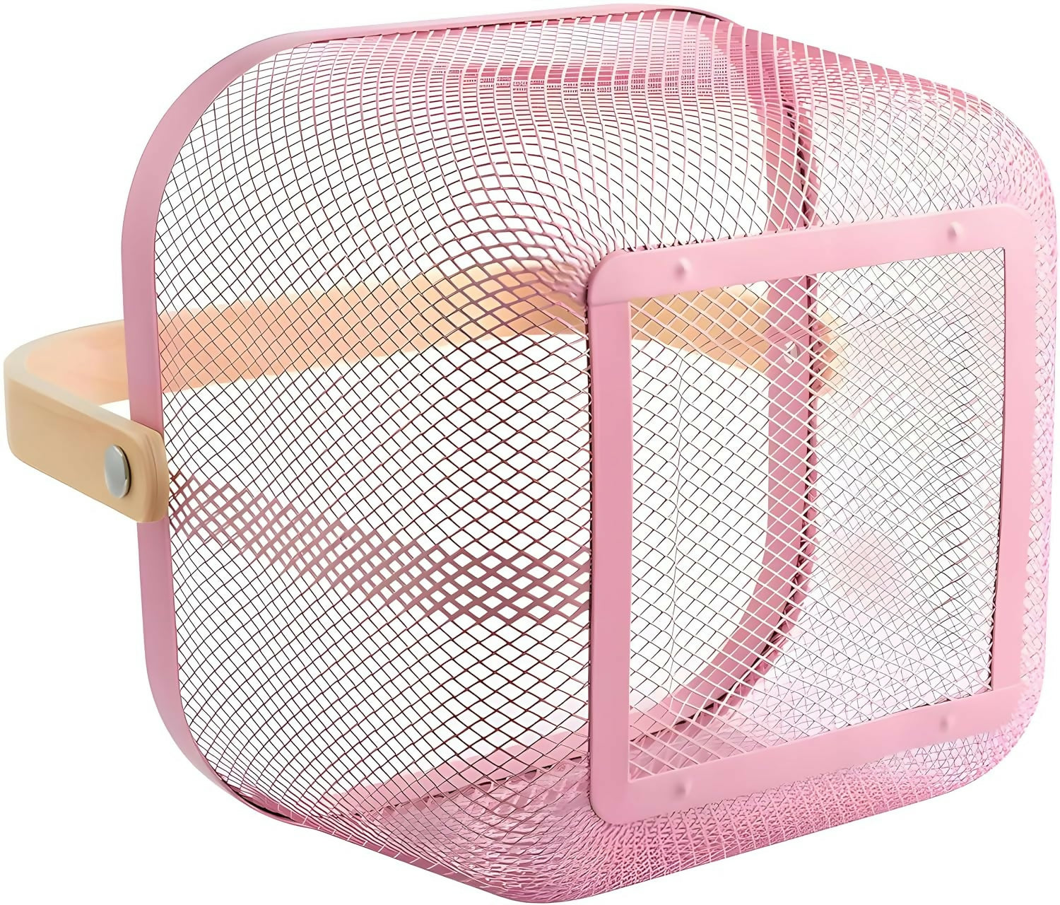 Mesh-Steel-Basket-with-Wooden-Handle-Square-Pink-Apricot-8681